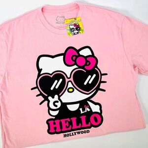 New Sanrio Hello Kitty Los Angeles Hollywood Pink Tee Shirt LARGE